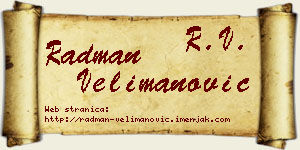 Radman Velimanović vizit kartica